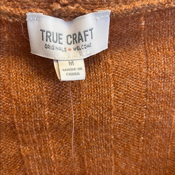 70s Vibe True Craft V-Neck Sweater - Brown and Cream Stripes Cropped New - Picture 3 of 16